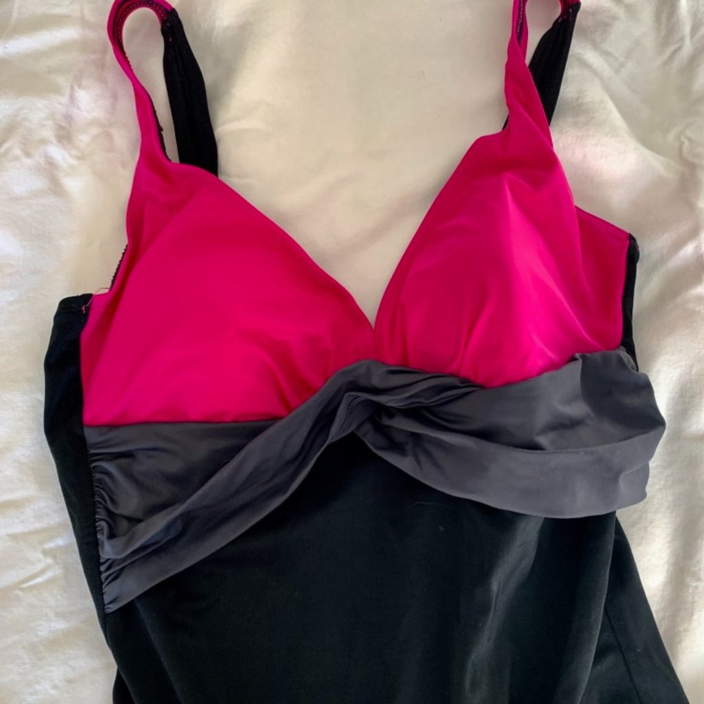 Women's Bathing-suit, Large, Pink, Grey and Black, large